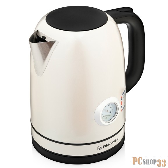 Чайник электрический BR1005YE BRAYER. 2200Вт, STRIX, сталь окраш, термометр,роз.