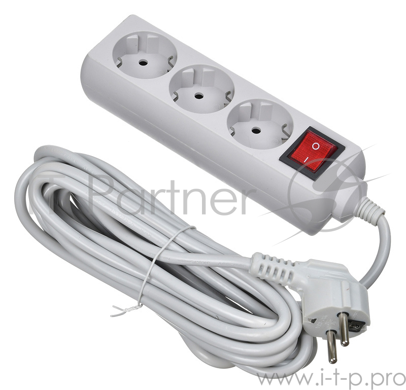 Сетевой фильтр Buro 300SL-5-G 5м (3 розетки) серый (пакет ПЭ)