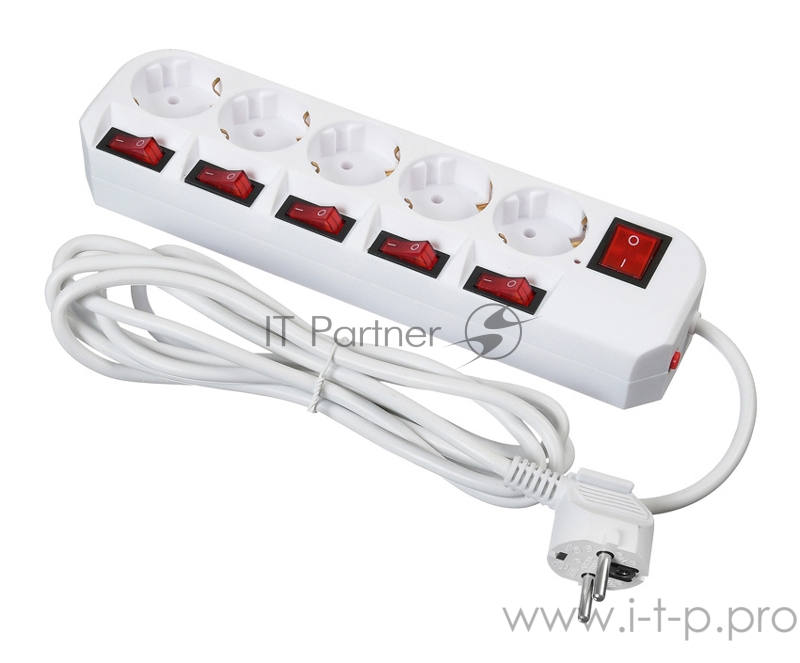 Сетевой фильтр Buro 500SH-3-SW-W 3м (5 розеток) белый (коробка)