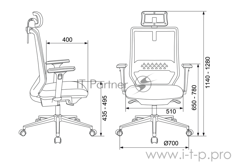 Кресло руководителя Бюрократ MC-W612N-H темно-серый TW-04 сиденье черный TW-11 сетка/ткань с подголов. крестовина хром