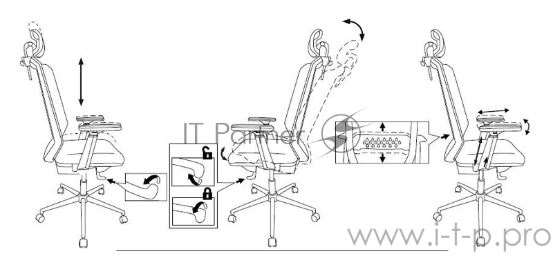 Кресло руководителя Бюрократ MC-W612N-H темно-серый TW-04 сиденье черный TW-11 сетка/ткань с подголов. крестовина хром