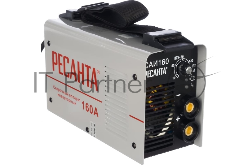 Сварочный аппарат инверторный Инвертор Ресанта САИ 160 65/1 {154В-242В, макс.4,8кВт, 10А-160А, ПВ 70%, напр. холостого хода 80В, напр. 26В, макс. диаметр электрода 4мм, 4,5 кг}