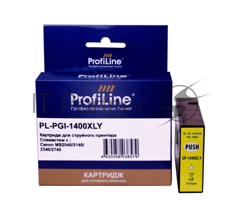 Струйный картридж PL-PGI-1400XLY для принтеров Canon MB2040/MB2140/MB2340/MB2740 с чернилами Yellow ProfiLine