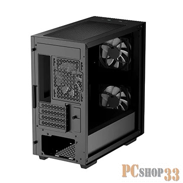 Корпус Deepcool MATREXX 40 3FS без БП, боковое окно (закаленное стекло), 2xRGB LED 120мм ветилятора спереди и 1xRGB LED 120мм ветилятора сзади, черный, MICRO ATX/MINI-ITX