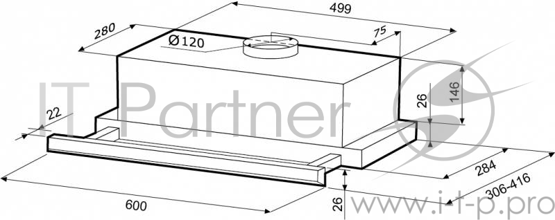 Вытяжка Krona KAMILLA slim 600 white (1 МОТОР)