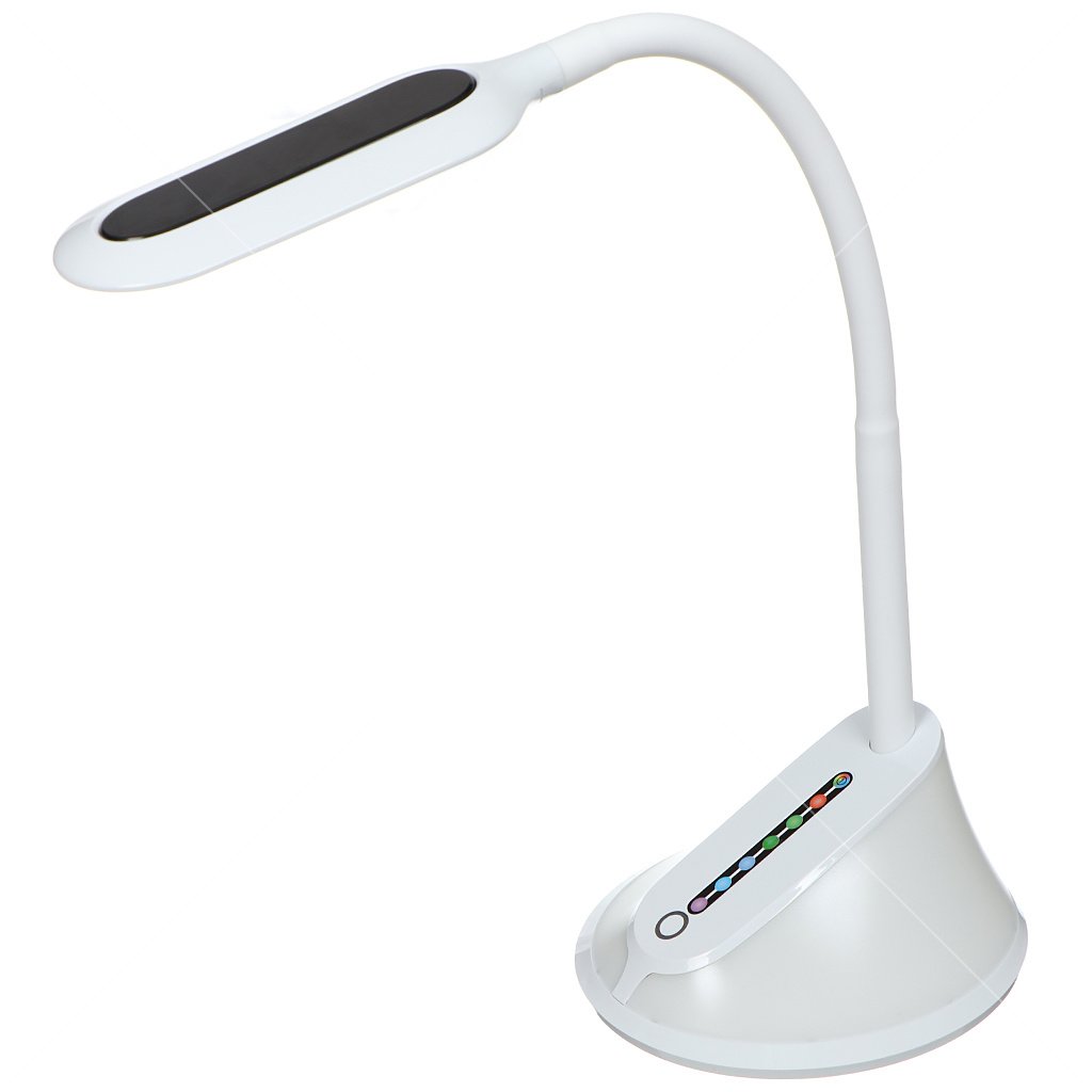 Camelion Настольные светильники Camelion KD-799 C01 белый LED (Свет-к наст.,7 Вт,230В, сенс.вкл, 3 ур.ярк, RGB-подсветка)