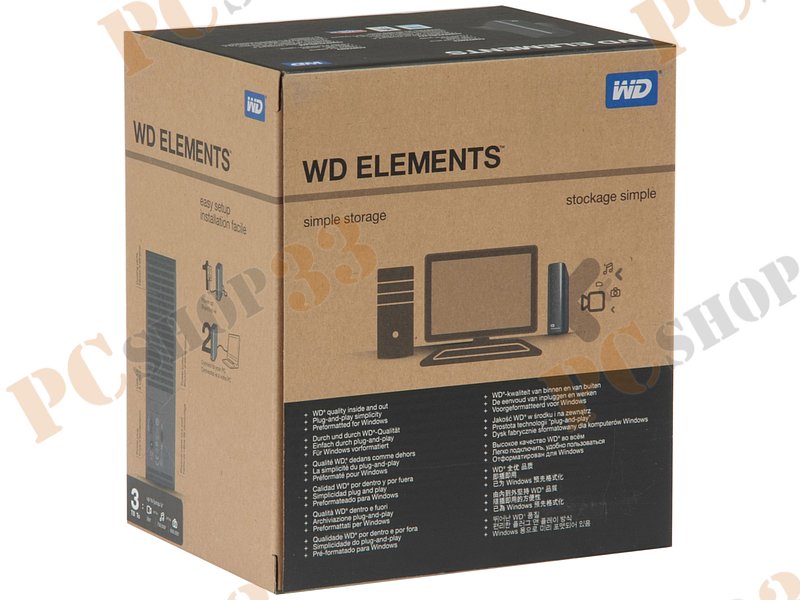 Внешний жесткий диск 3000ГБ Western Digital Elements WDBWLG0030HBK, черный (USB3.0)