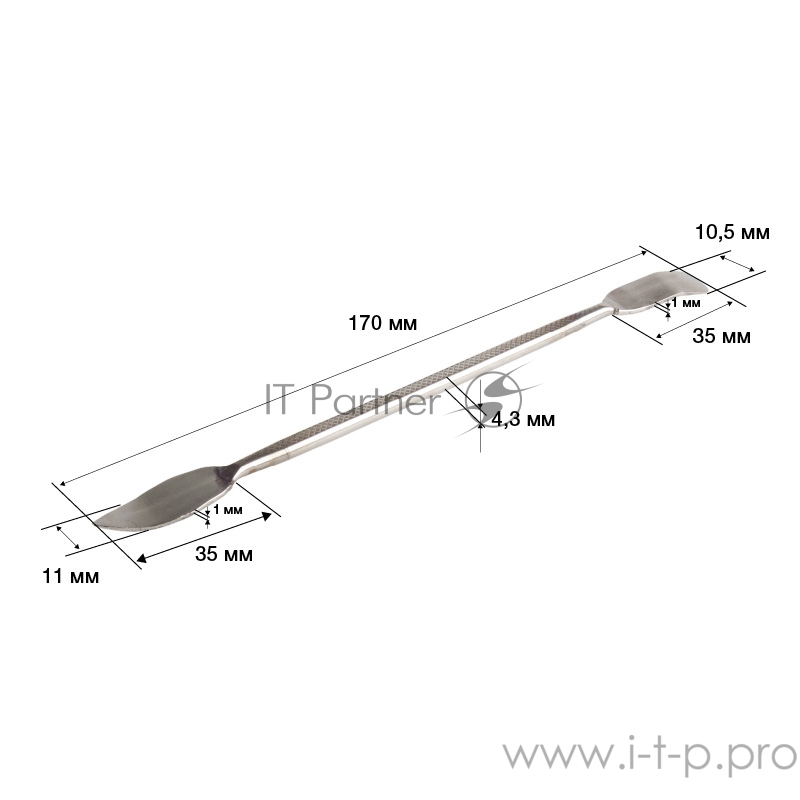 Спуджер металлический широкий (лопатка двухсторонняя) 170 мм