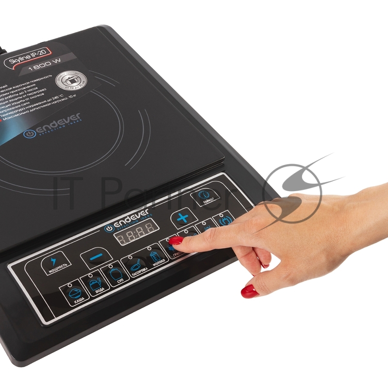 Плитка индукционная электрическая Endever Skyline IP-20, мощность 2000 Вт, цвет варочной поверхности черный, дно посуды от 12-25 см, 7 автоматических программ, таймер, функция предварительной установки