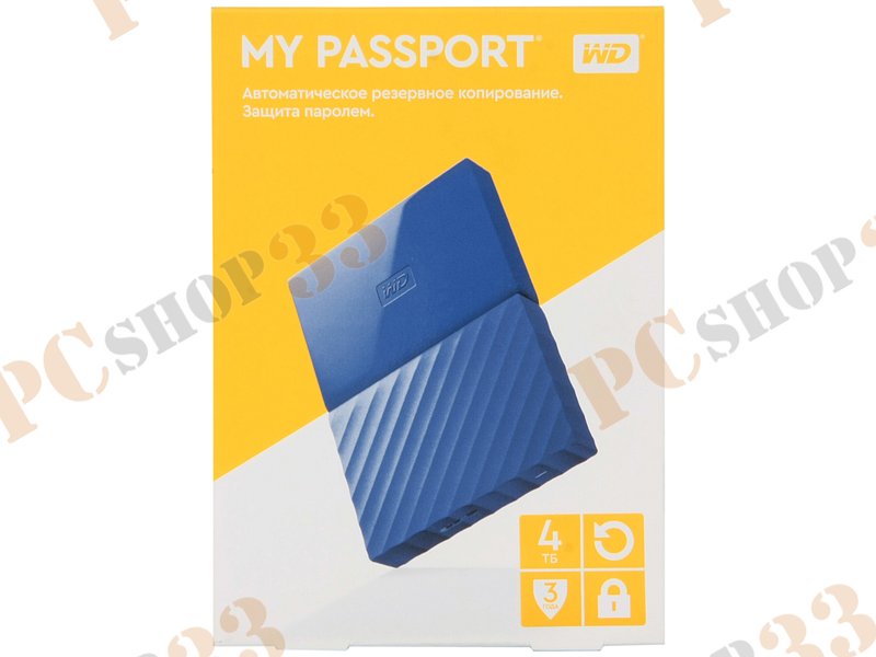 Внешний жесткий диск 4000ГБ 2.5 Western Digital My Passport WDBUAX0040BBL, синий (USB3.0)