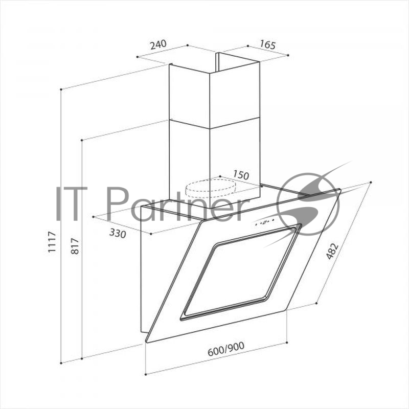 Вытяжка каминная Lex Luna 600 cлоновая кость управление: сенсорное (1 мотор)