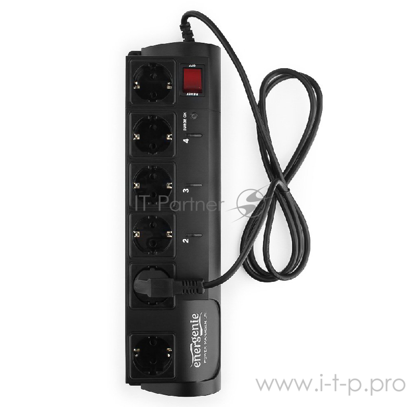 Сетевые фильтры Energenie Сетевой фильтр EG-PMS2-LAN программируемый, черный (10А, LAN, 6 розеток)