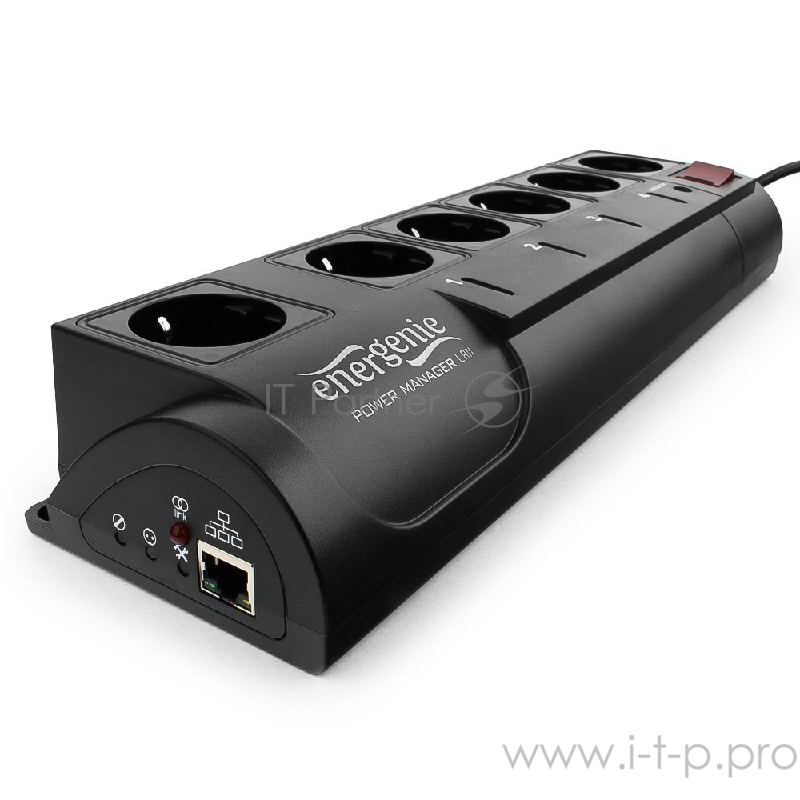 Сетевые фильтры Energenie Сетевой фильтр EG-PMS2-LAN программируемый, черный (10А, LAN, 6 розеток)