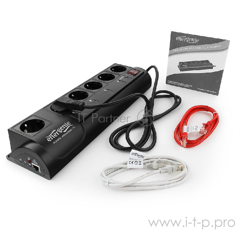 Сетевые фильтры Energenie Сетевой фильтр EG-PMS2-LAN программируемый, черный (10А, LAN, 6 розеток)