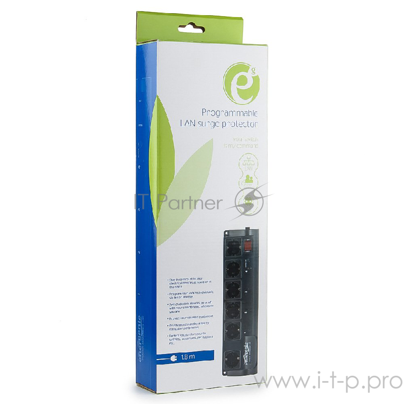 Сетевые фильтры Energenie Сетевой фильтр EG-PMS2-LAN программируемый, черный (10А, LAN, 6 розеток)