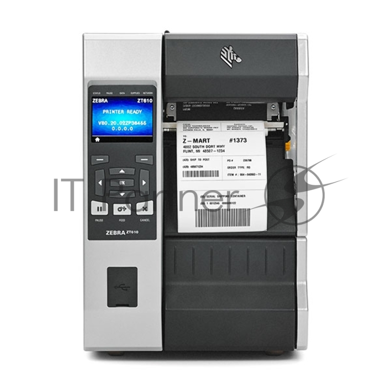 Принтер этикеток Zebra TT ZT610 4, 203 dpi, Euro and UK cord, Serial, USB, Gigabit Ethernet, Bluetooth 4.0, USB Host, Tear, Color Touch, ZPL