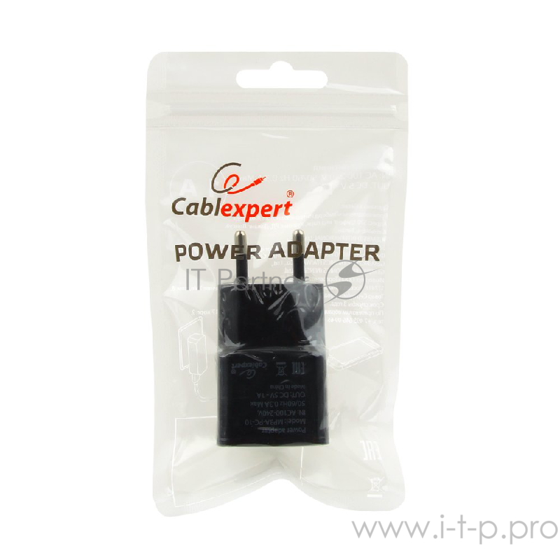 Аксессуар Cablexpert Адаптер питания 100/220V - 5V USB 1 порт, 1A, черный (MP3A-PC-10)
