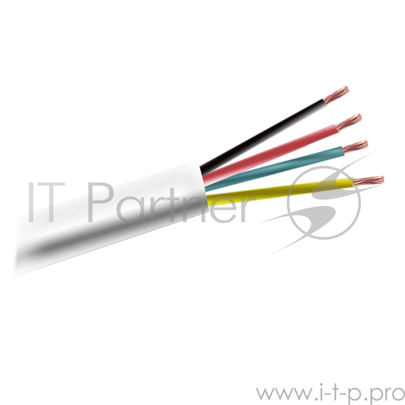 Кабель Exegate EX256751RUS Кабель телефонный 4 провода Exegate CCA, многожильный, бухта 100м, белый, PVC