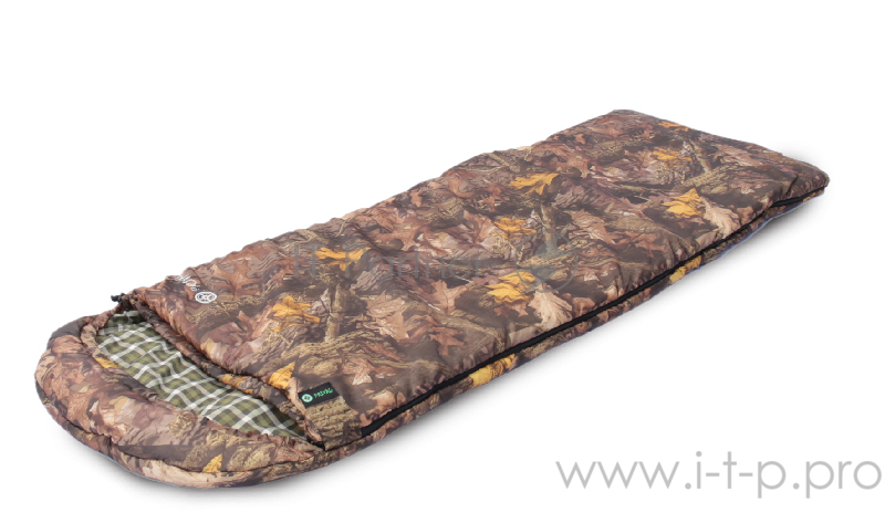 Спальный мешок PRIVAL Привал КМФ (75 см, капюшон, файберпласт 400 гр/м2) левый