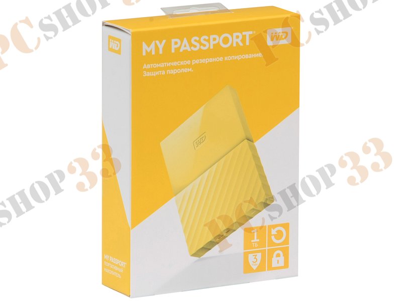 Внешний жесткий диск 1000ГБ 2.5 Western Digital My Passport WDBBEX0010BYL, желтый (USB3.0)