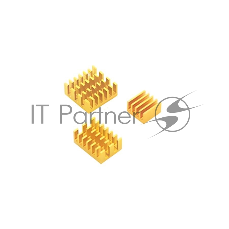 RA539 Набор радиаторов ACD Gold 3 in 1 Heat Sink Set Aluminum (15x10x5мм, 14x14x6мм и 8.8x8.8x5мм) for Raspberry Pi 4B комплект из 3шт