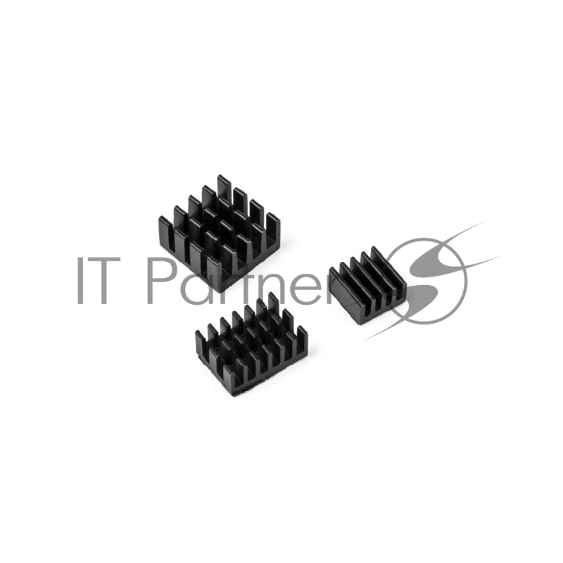 RA537 Набор радиаторов ACD Black 3 in 1 Heat Sink Set Aluminum (15x10x5мм, 14x14x6мм и 8.8x8.8x5мм) for Raspberry Pi 4B комплект из 3шт