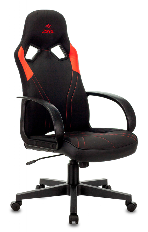 Кресло игровое Zombie RUNNER черный/красный искусственная кожа крестовина пластик