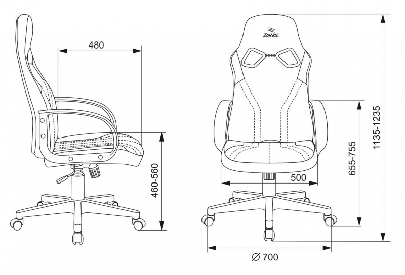 Кресло игровое Zombie RUNNER черный/красный искусственная кожа крестовина пластик
