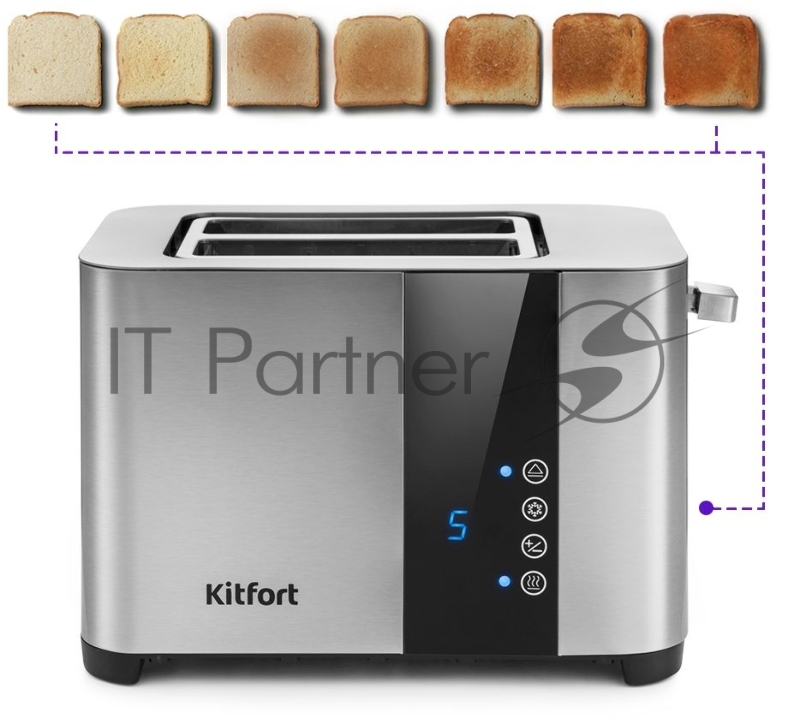 Тостер Kitfort KT-2047 850Вт нержавеющая сталь