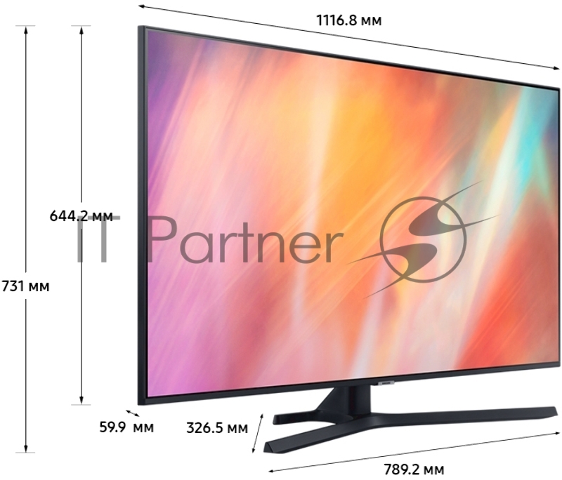 Телевизор ЖК 50 Samsung Телевизор ЖК 50 Samsung/ 50”, Ultra HD, Smart TV, Wi-Fi, Voice, PQI 2000, DVB-T2/C/S2, Bluetooth, CI+(1.4), 20W, 3HDMI, 1USB, TITAN GRAY/BLACK