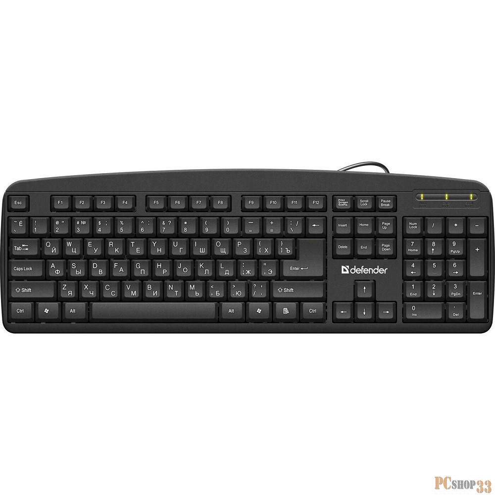 Клавиатура USB OFFICE HB-910 RU BLACK 45910 DEFENDER