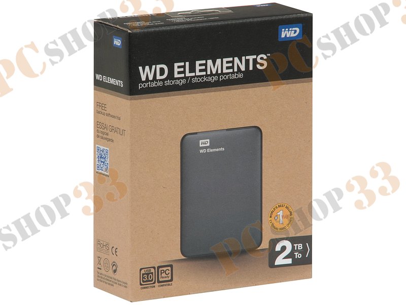 Внешний жесткий диск 2000ГБ 2.5 Western Digital Elements WDBU6Y0020BBK, черный (USB3.0)