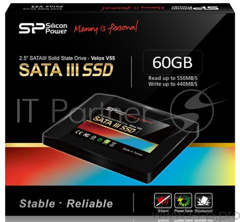 накопитель Silicon Power SSD 60Gb V55 SP060GBSS3V55S25 {SATA3.0, 3.5