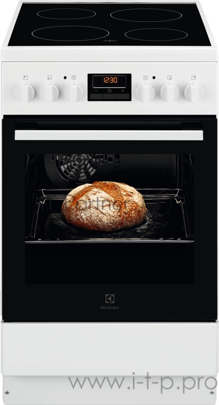 Электрическая плита ELECTROLUX Электрическая плита ELECTROLUX/ Электрическая плита со стеклокерамикой, 50см шириной, белого цвета, мультифункциональная электрическая духовка, электрический гриль, электронное управление с отключением духовки, 5 режимо