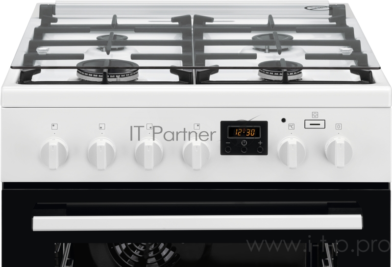 Комбинированная плита ELECTROLUX Комбинированная плита ELECTROLUX/ Комбинированная плита с газовой варочной поверхностью и электрической духовкой, 60см шириной, белого цвета, мультифункциональная электрическая духовка с паром SteamBake, электрический