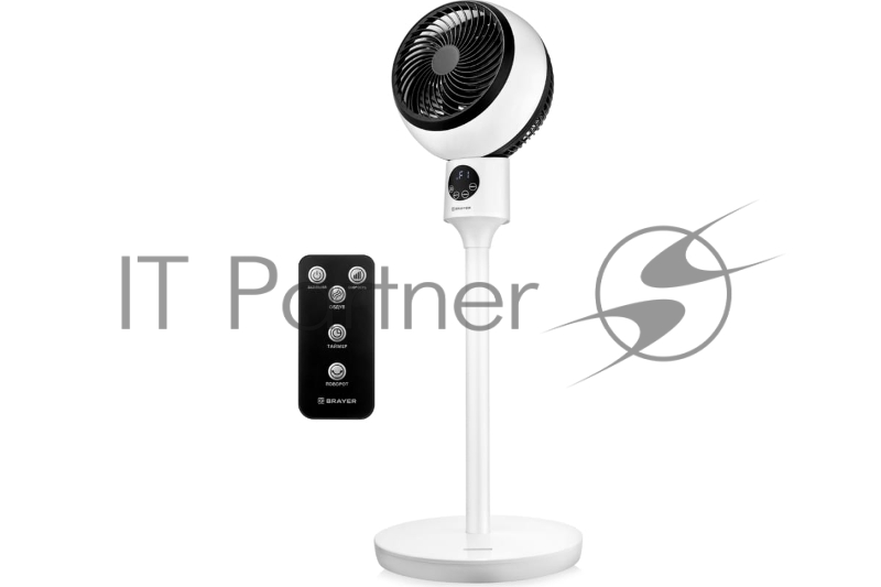 Напольный вентилятор BRAYER BR4953,LED дисп,верт.90°и гориз.вращ. 70°,пульт, таймер,сенс панель,50Вт
