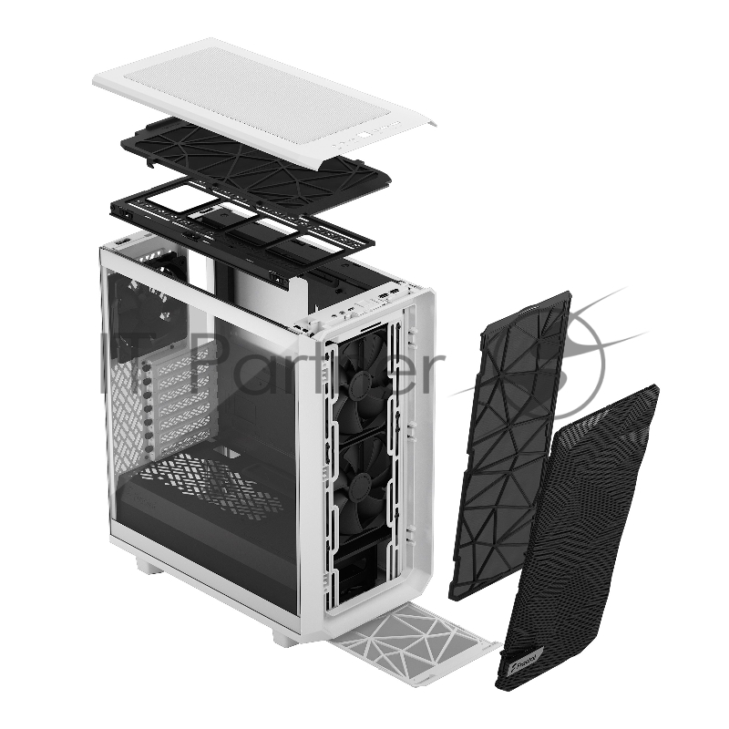 Корпус Fractal Design MESHIFY 2 COMPACT WHITE - TG / ATX, TG / 2x140mm & 1x120mm fans inc. / FD-C-MES2C-05