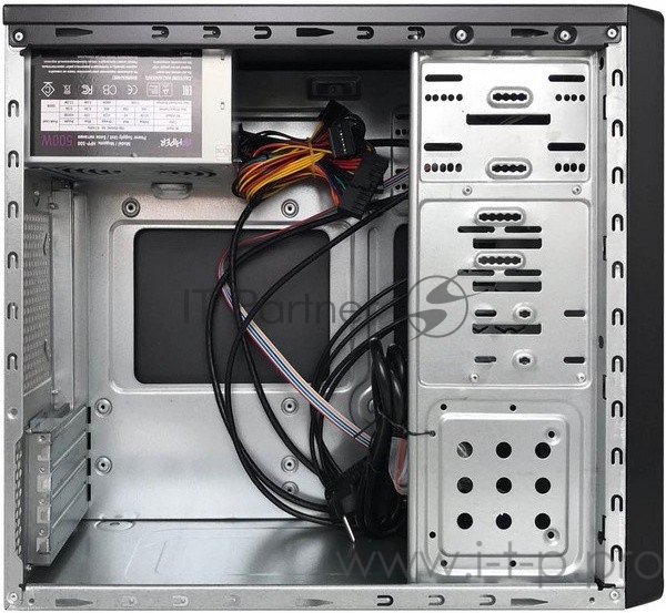 Корпус HIPER Office M5200 (ATX, 0.4MM SGCC, 4xUSB2.0 +2xUSB3.0 +Audio, PSU 500W, Passive PFC, 120mm fan, power cord, Black)