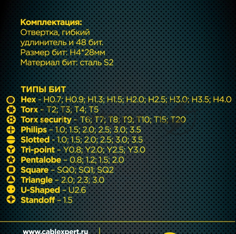 Отвертка с набором бит Cablexpert TK-SD-11R (50 предметов)