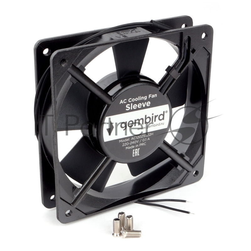 Вентилятор Gembird, 120x120x25, AC, 220, втулка, 2 pin, провод 30 см