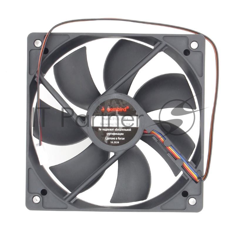 Вентилятор Gembird, 120x120x25, гидродинамический, 4 pin, провод 30 см