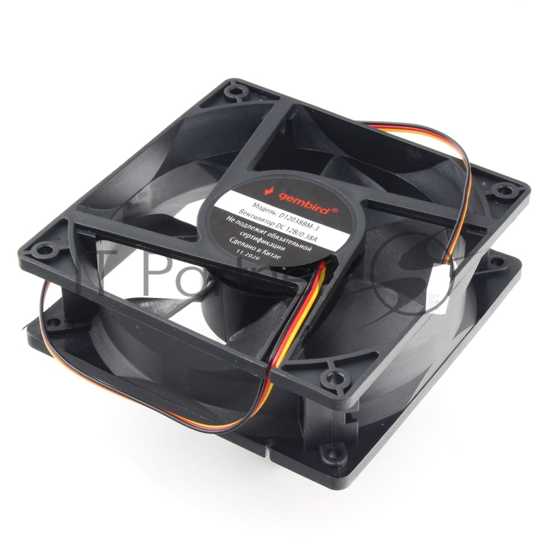 Вентилятор Gembird, 120x120x38, шариковый, 3 pin, провод 40 см