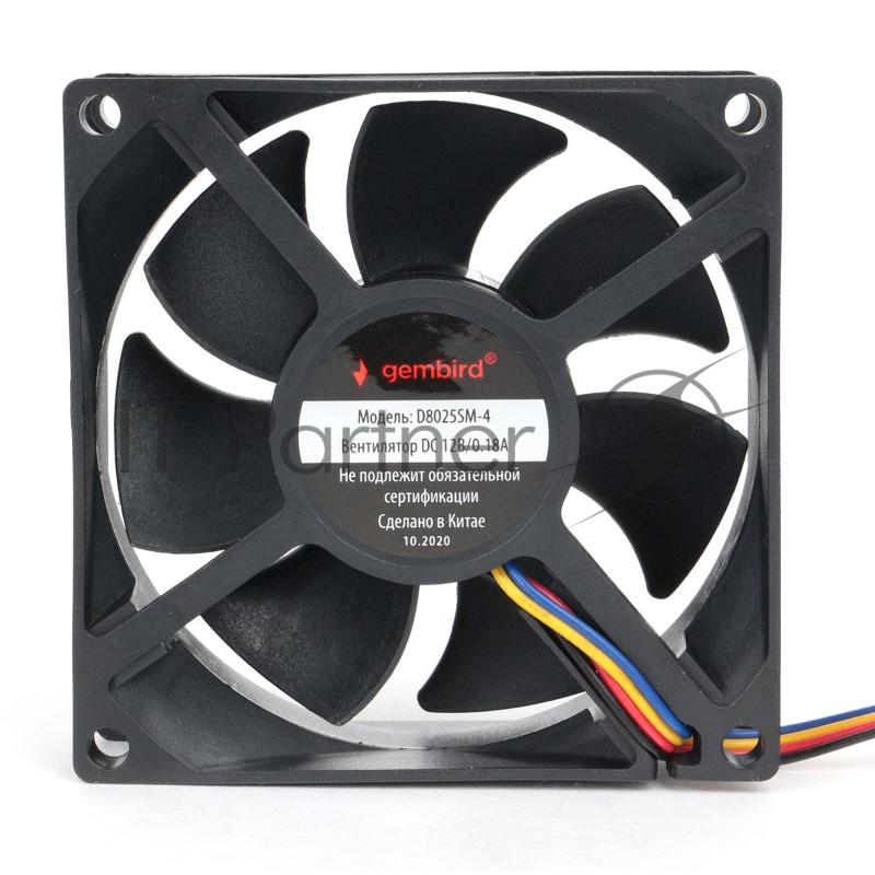 Вентилятор Gembird, 80x80x25, втулка, 4 pin, провод 30 см