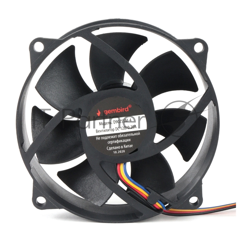 Вентилятор Gembird, 90x90x25, втулка, 4 pin, провод 30 см