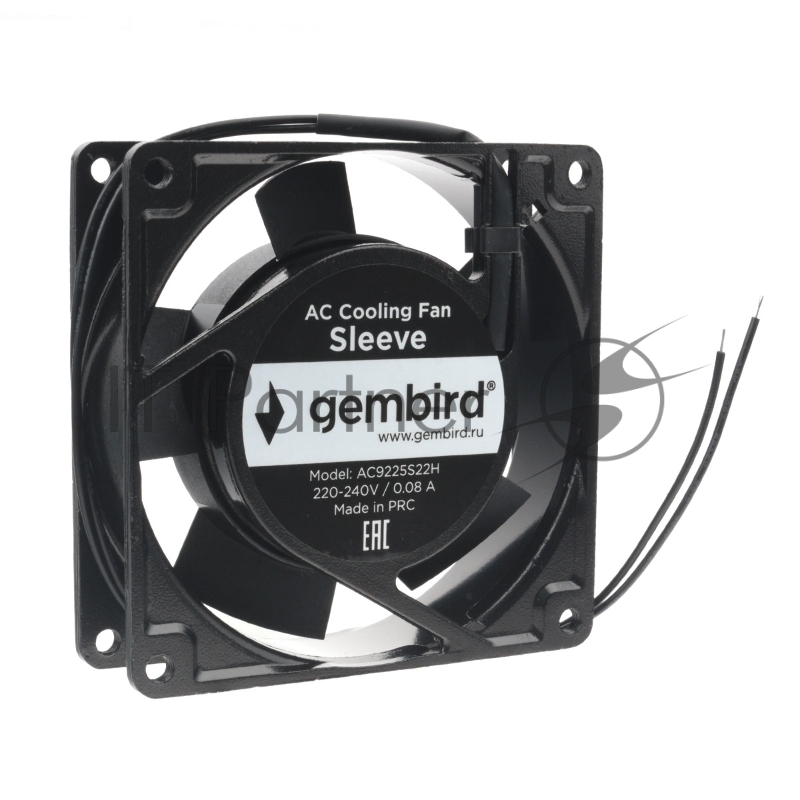 Вентилятор Gembird, 92x92x25, AC, 220, втулка, 2 pin, провод 30 см