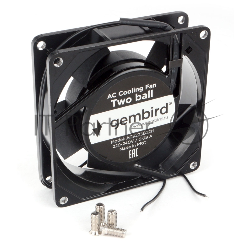 Вентилятор Gembird, 92x92x25, AC, 220, подшипник, 2 pin, провод 30 см