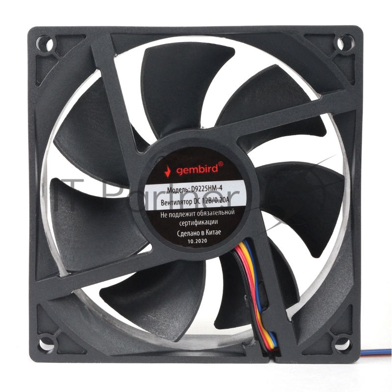 Вентилятор Gembird, 92x92x25, гидродинамический, 4 pin, провод 30 см