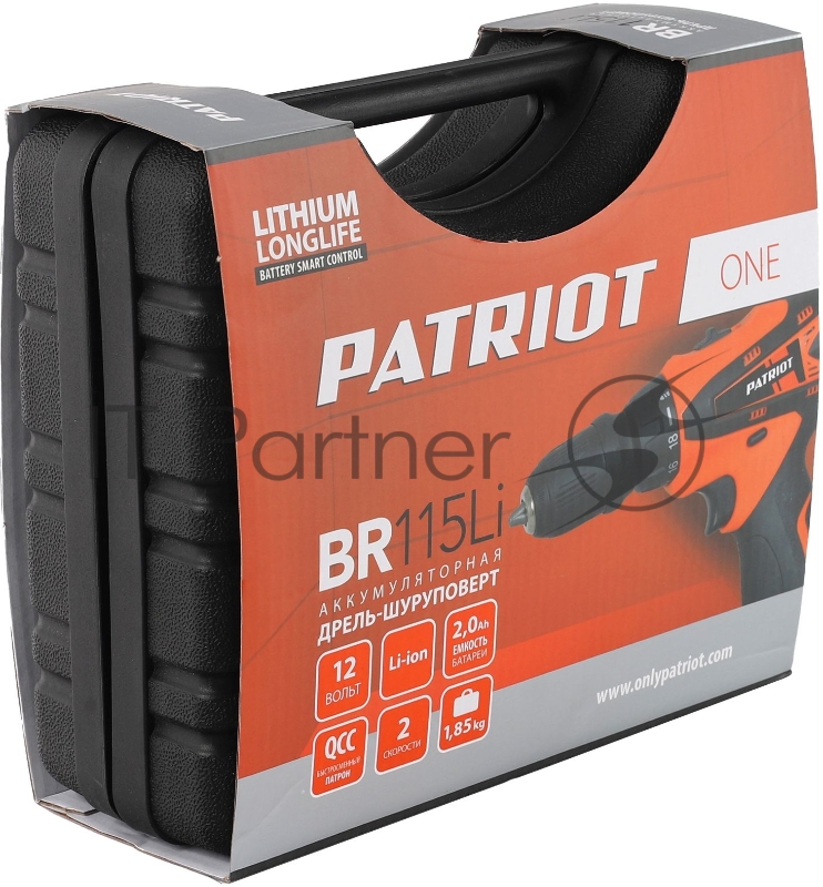 Дрель-шуруповерт аккумуляторная PATRIOT THE ONE BR 115Li, две батареи Li-Ion, 12V, кейс