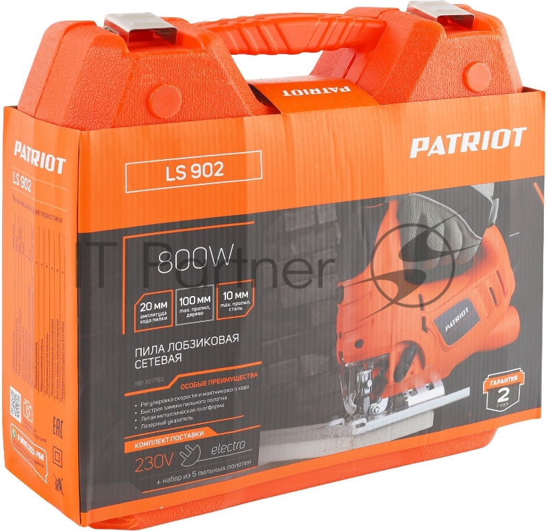 Лобзик PATRIOT LS 902, мощность 800 Вт, макс толщина дерева 100мм