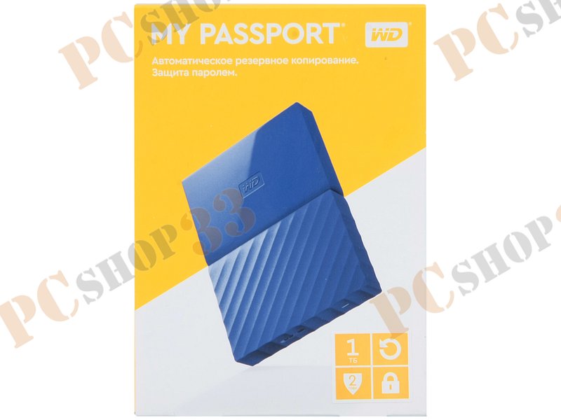 Внешний жесткий диск 1000ГБ 2.5 Western Digital My Passport WDBBEX0010BBL, синий (USB3.0)